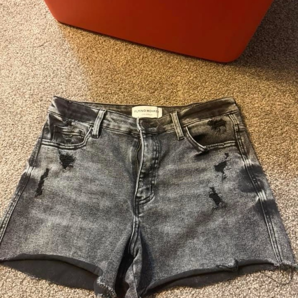 Flying Monkey Black and Gray Jean Shorts